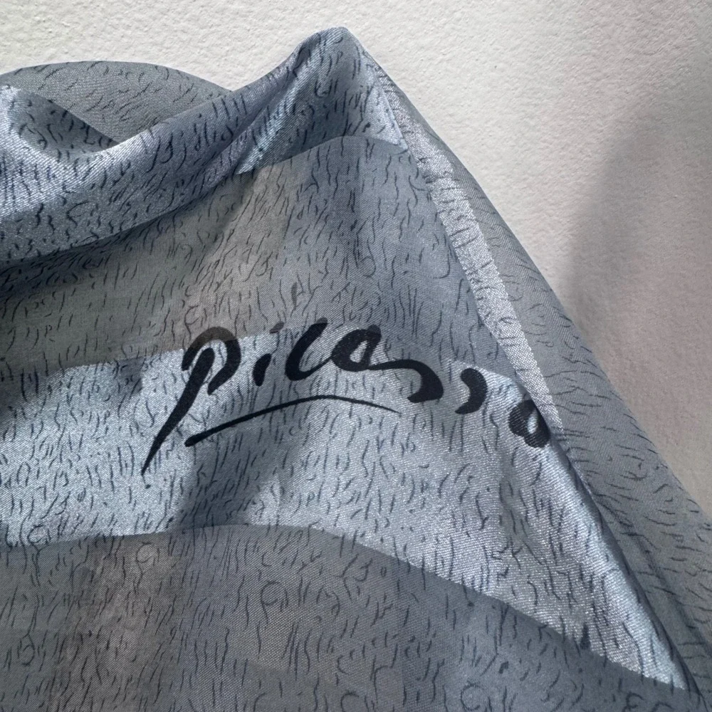 Picasso Inspired Art Scarf Set Cubist Portrait Square & Long Sheer Bundle